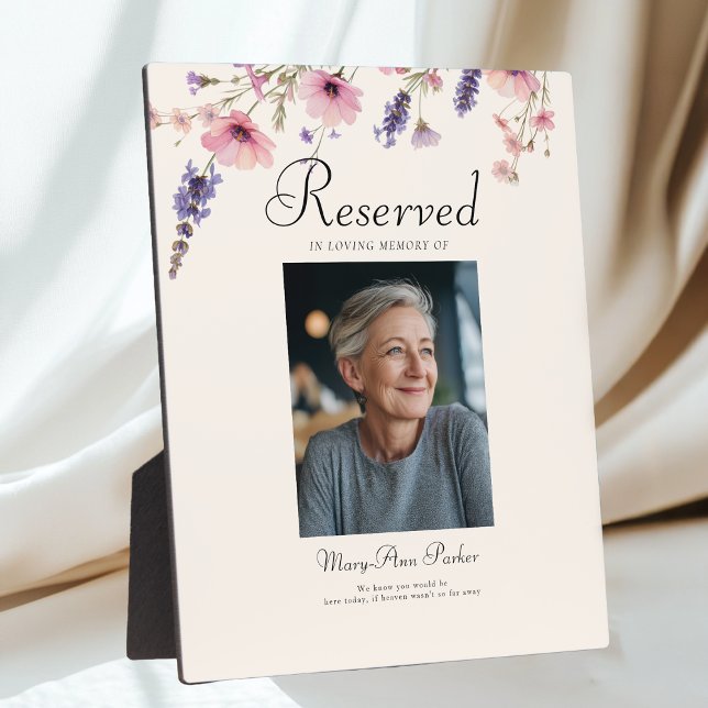 Placa Expositora Reserved Seat - Photo Memorial Beige Wedding  (Reserved Seat - Photo Memorial Beige Wedding Plaque)