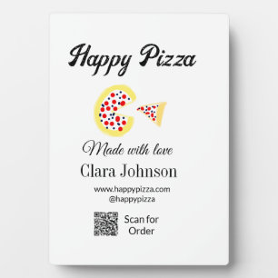 Placa Expositora restaurante de pizza cafetería pizzería escanear c