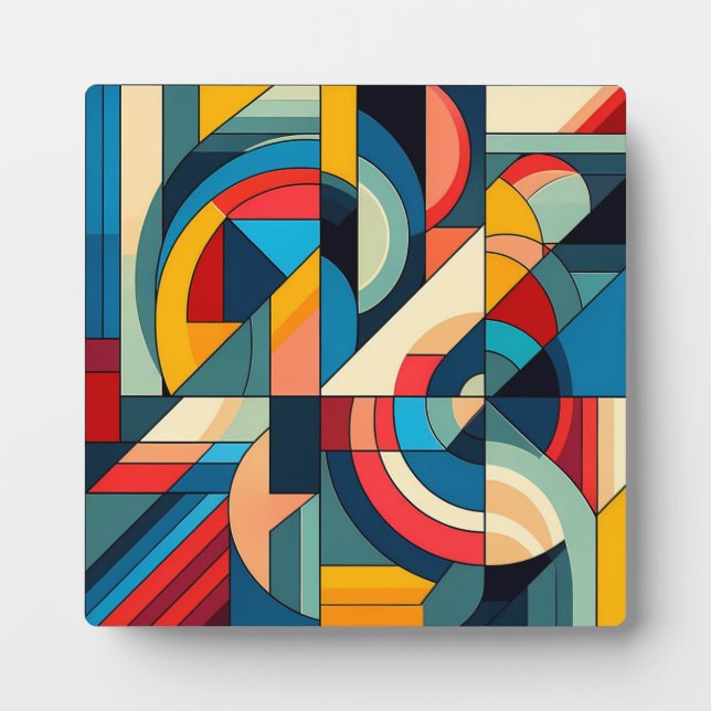 Placa Expositora Resumen de arte geométrico - Composición de cuadrí (Frente)