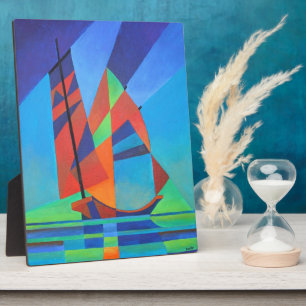 Placa Expositora Resumen de bote basura de arte contra cielo azul p