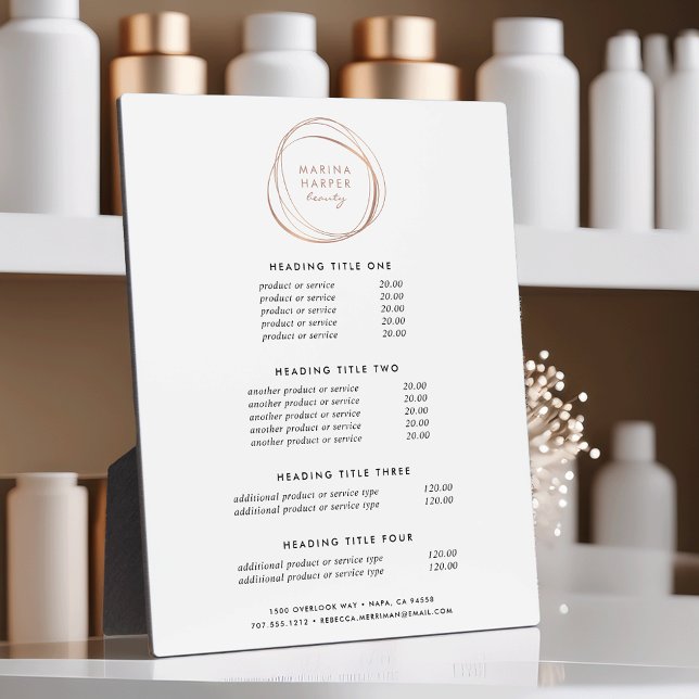 Placa Expositora Resumen de oro de Faux Rosa | Precios y servicios (Subido por el creador)