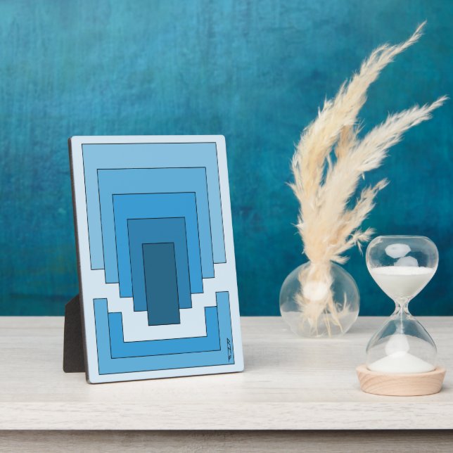 Placa Expositora Resumen de Rectángulo en Azul (Lado)