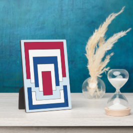 Placa Expositora Resumen de Rectángulo en rojo, blanco y azul