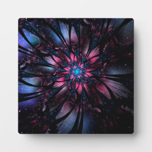 Placa Expositora Resumen del diseño de flor fractal.