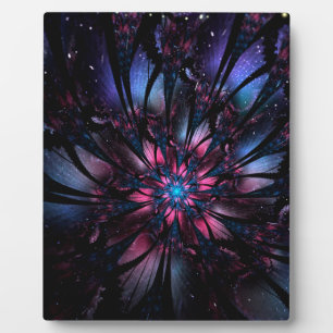 Placa Expositora Resumen del diseño de flor fractal.