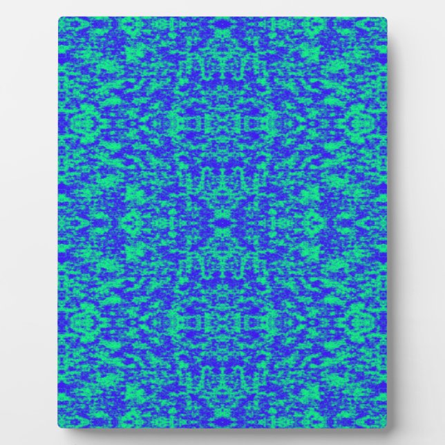 Placa Expositora Resumen Fractal En Azul Y Verde (Frente)