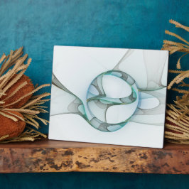 Placa Expositora Resumen moderno Arte fractal azul turquesa gris