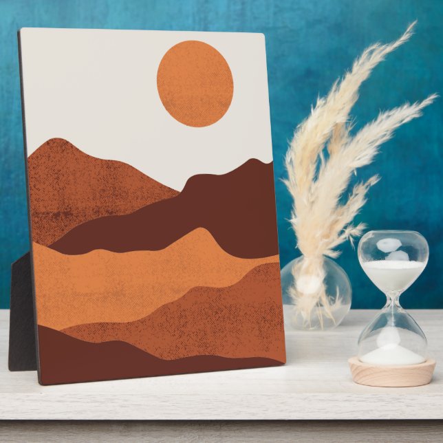 Placa Expositora Resumen Paisaje de las montañas del desierto de la (Lado)