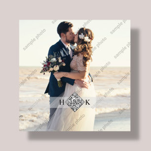 Placa Expositora Retrato boda   Código QR monograma