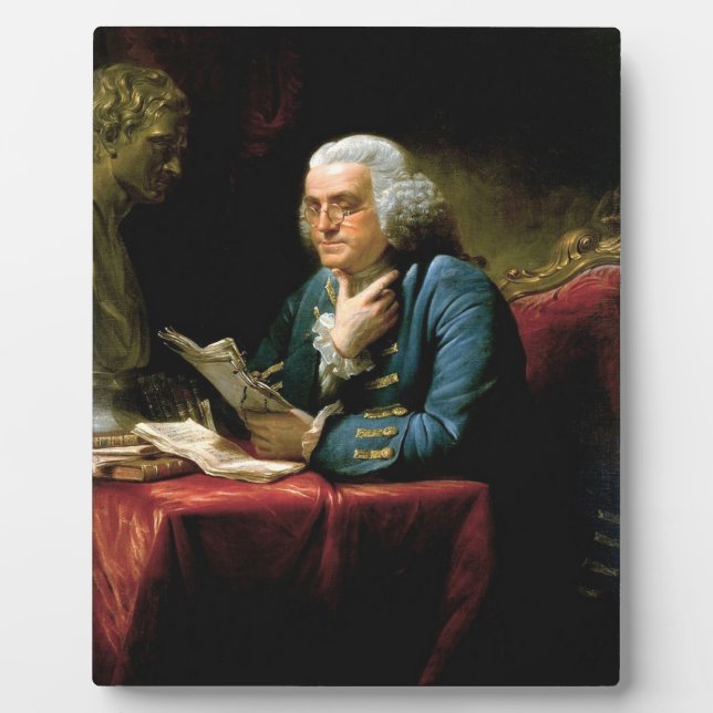 Placa Expositora Retrato De Benjamin Franklin (Frente)