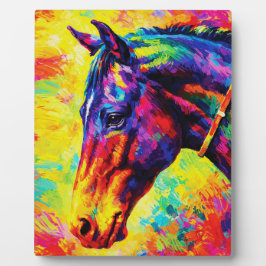 Placa Expositora Retrato de caballo vibrante con empaste Colorido s