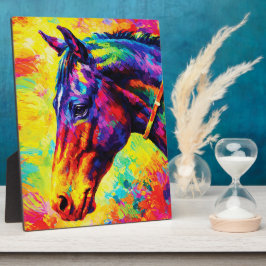 Placa Expositora Retrato de caballo vibrante con empaste Colorido s
