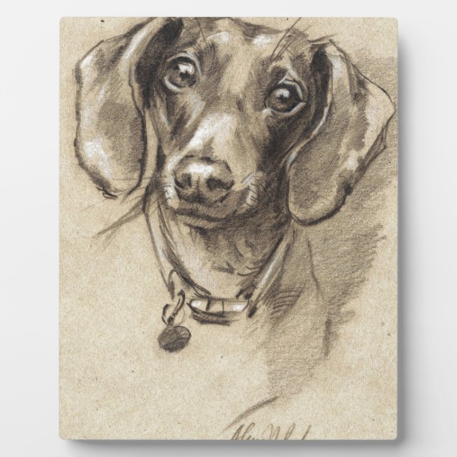 Placa Expositora Retrato de Dachshund (Frente)