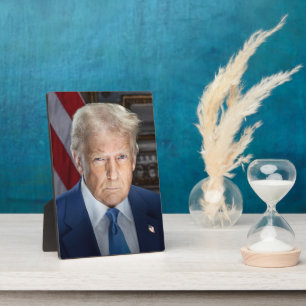 Placa Expositora Retrato de Donald Trump, presidente de Estados Uni