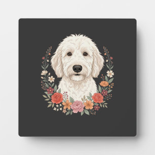 Placa Expositora Retrato de perro floral corona botánica