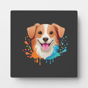 Placa Expositora Retrato de un perro lindo con colores fluidos que