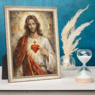 Placa Expositora Retrato del Señor Sagrado Corazón Jesucristo
