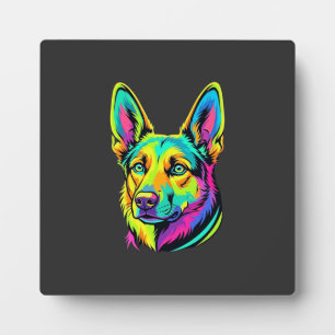 Placa Expositora Retrato vectorial colorido de perro neon