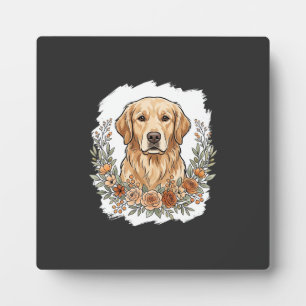 Placa Expositora Retriever Dorado Floral Sublimación