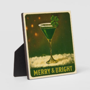 Placa Expositora Retro 50s Martini Irlandés de Navidad de Trébol de