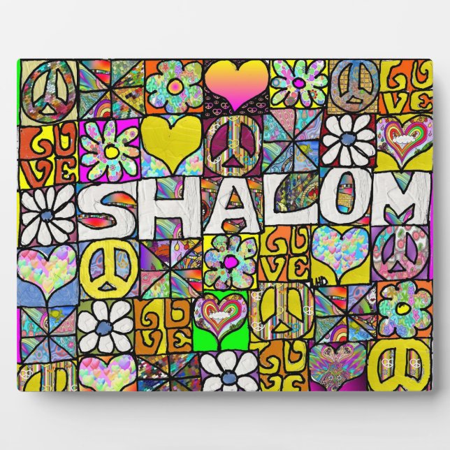 Placa Expositora Retro 60 Psicodélico Shalom LOVE Plaque (Frente)