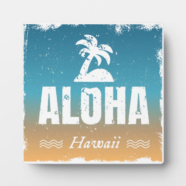 Placa Expositora Retro Aloha Hawaii (Frente)