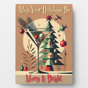 Placa Expositora Retro Martini de árbol de Navidad Jet Set de los 5