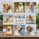 Placa Expositora Retro Me Tenías Horas Del Personalizado 8 Perro Co<br><div class="desc">Presentamos nuestra placa fotográfica "You Had Me at WOOF", la adición perfecta a la casa de cualquier amante de los perros. Esta placa de perro presenta un diseño moderno retro y bonito, con espacio para hasta 8 fotos de tu amado mascota. Es una gran manera de mostrar a tu amigo...</div>