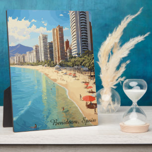 Placa Expositora Retro Vintage Benidorm España Viajes Mediterráneo