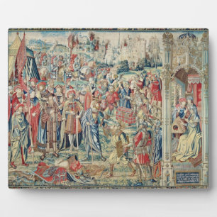 Placa Expositora Reuniendo el Booty, el Tapiz de David y Bathshe