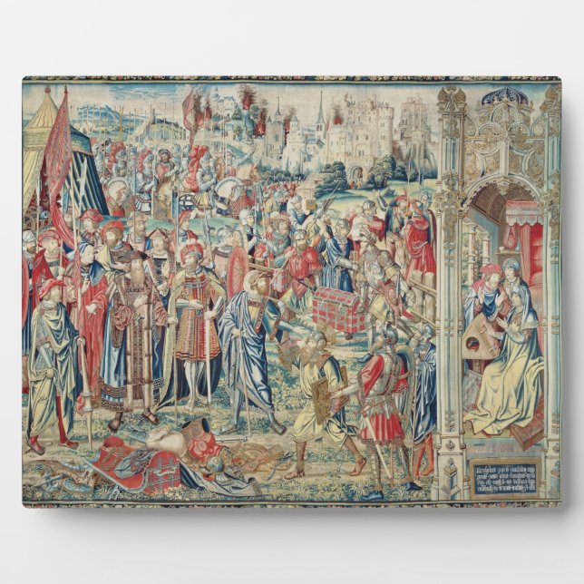 Placa Expositora Reuniendo el Booty, el Tapiz de David y Bathshe (Frente)