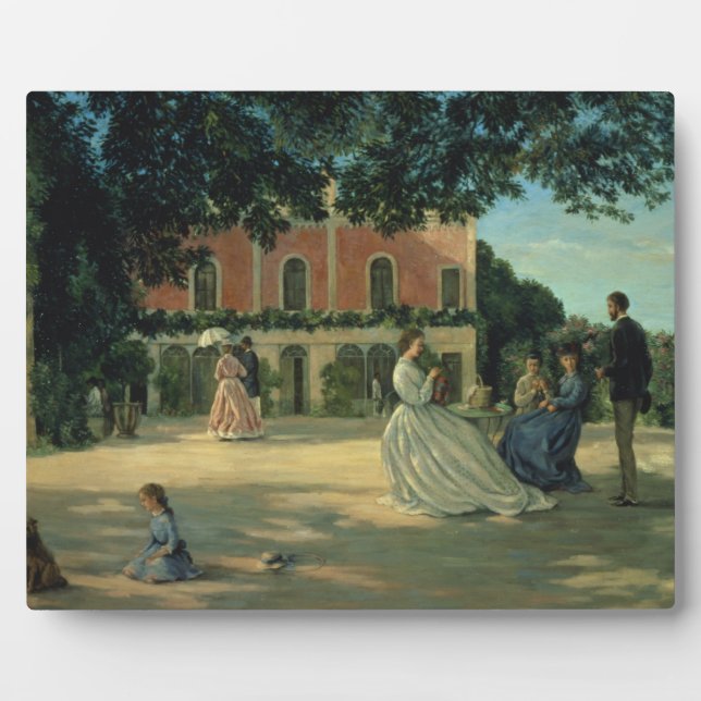 Placa Expositora Reunión familiar en la terraza de Meric, 1867 (Frente)