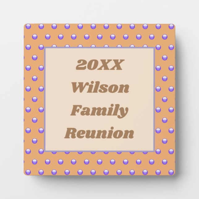 Placa Expositora Reunión familiar Peach Blue Polka Dot Event (Frente)