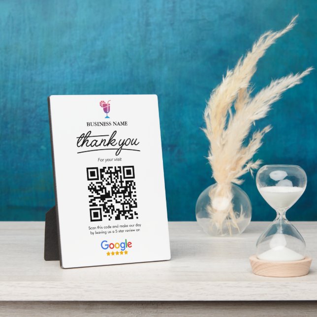 Placa Expositora Revistas de Google | Código QR de negocio de cócte (Lado)