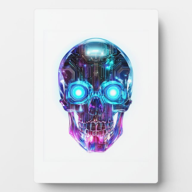 Placa Expositora Rey Calavera Ciberpunk (Frente)