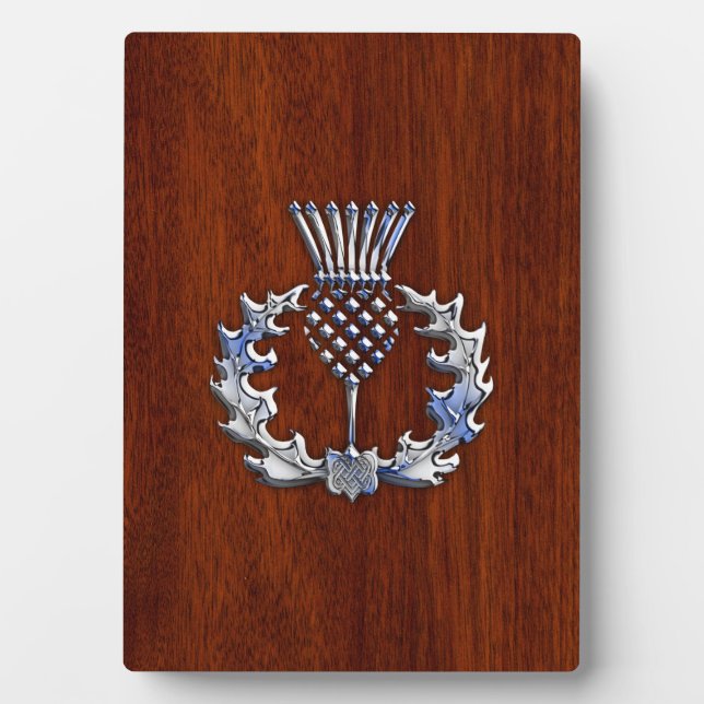 Placa Expositora Rich Mahogany Wood Tistle de Escocia Print (Frente)