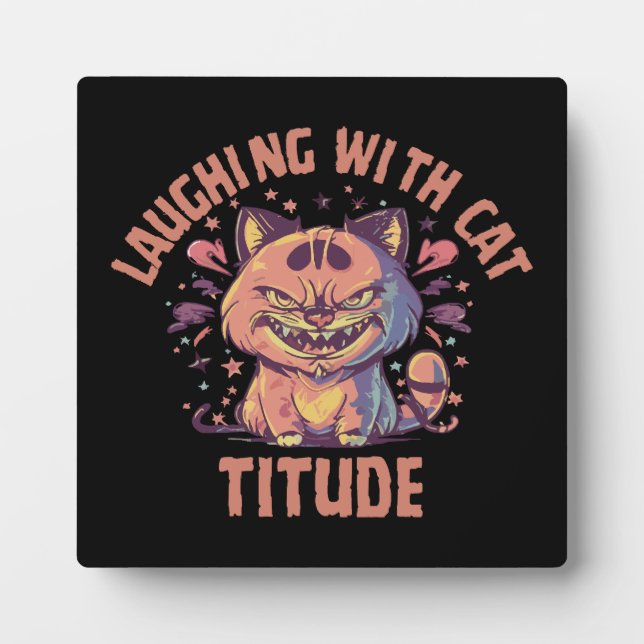 Placa Expositora Riendo con actitud de gato (Frente)