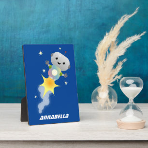 Placa Expositora Robot lindo volando en el ilustracion del personal