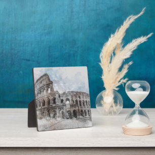 Placa Expositora Roma Italia Colosseum Viaje Arte Vintage