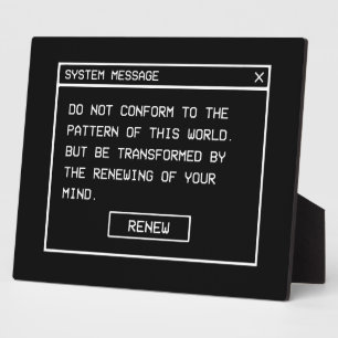 Placa Expositora Romanos 12:2 Ventana de Alerta de Computadora en B