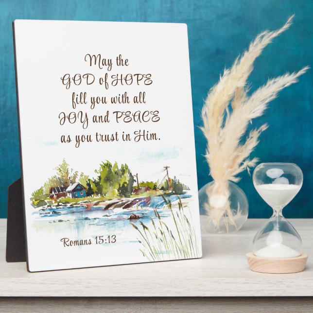 Placa Expositora Romanos 15:13 Dios de Esperanza Biblia Cristiana V (Lado)