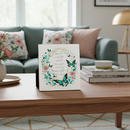 Placa Expositora Romanos 8:28 Flores y mariposas