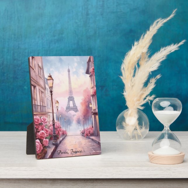 Placa Expositora Romantic Paris France – Eiffel Tower Floral (Lado)