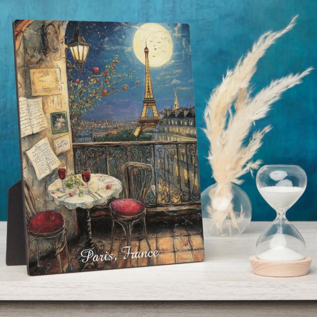 Placa Expositora Romantic Paris France Eiffel Tower Illustration (Lado)