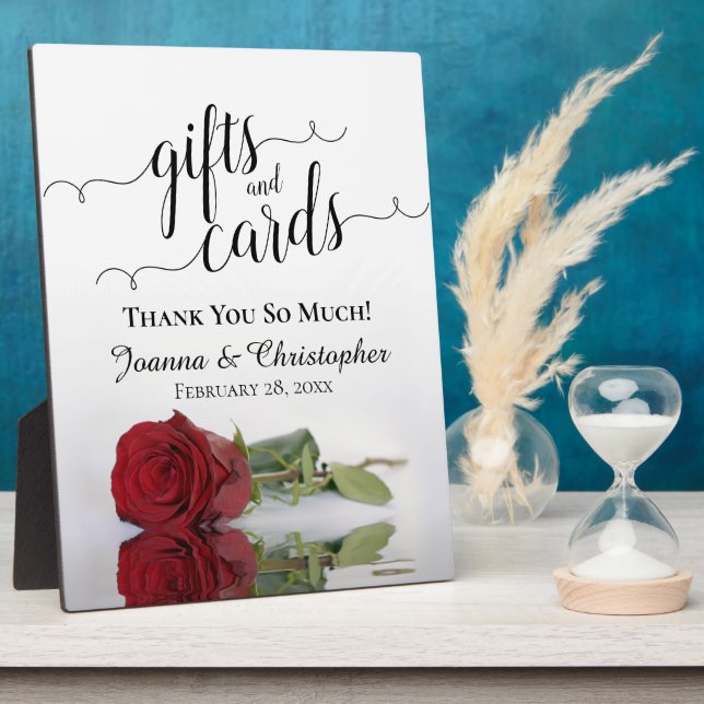 Placa Expositora Romántico Rótulo Boda de Regalos y Tarjetas Rosa R (Lado)