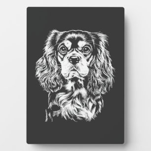Placa Expositora Ropa minimalista con retrato de Cavalier King Char
