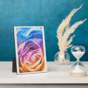 Placa Expositora Rosa de arcoiris acuarela