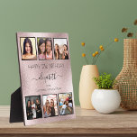Placa Expositora Rosa de oro collage de fotos de cumpleaños mejores<br><div class="desc">Un regalo de los amigos para el cumpleaños 21 (o cualquier edad) de una mujer, celebrando su vida con un collage de seis de tus fotos de alta calidad de ella, sus amigos, familia, interés o mascotas. Personalice y agregue su nombre, edad 21 y sus nombres. Un rosa de oro...</div>
