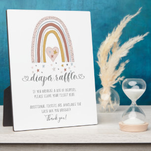 Placa Expositora Rosa Moderno Arcoiris Estrellas del corazón Diaper