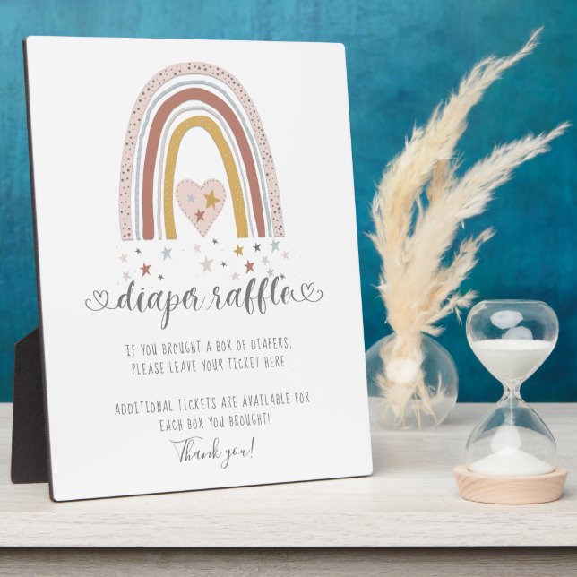 Placa Expositora Rosa Moderno Arcoiris Estrellas del corazón Diaper (Lado)